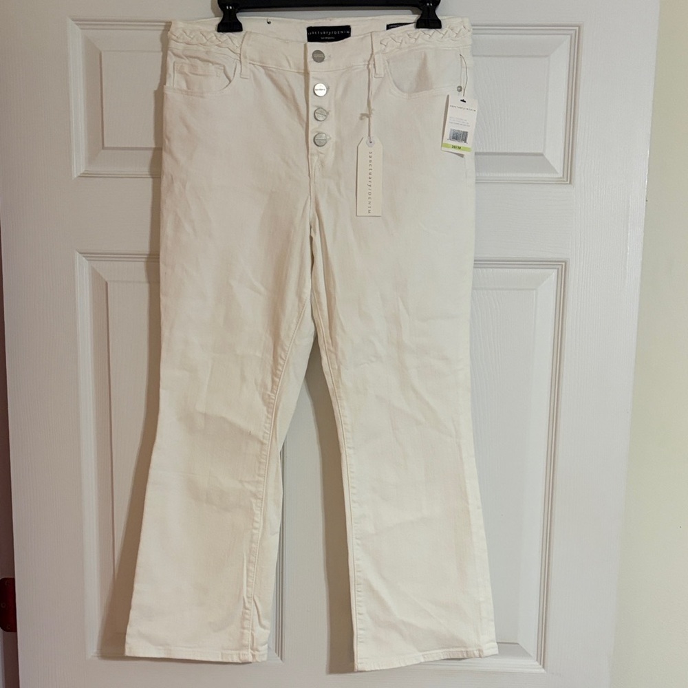 NWT Sanctuary Connector Kick Crop Denim Jeans - White - Size 30